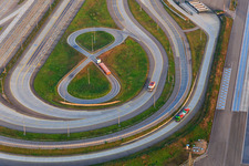 Aerial view of Daimler Truck Test Site EVZ in the Oberwald Industrial Estate in Wörth am Rhein in the state Rhineland-Palatinate, Germany
