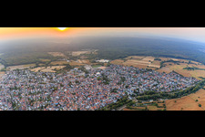 Panorama city view in the evening from the east in Hagenbach in the state Rhineland-Palatinate, Germany