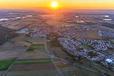 Sunrise over the village in Rheinzabern in the state Rhineland-Palatinate, Germany