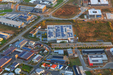 Aerial view of Nordring industrial estate with DBK David + Baader GmbH in Rülzheim in the state Rhineland-Palatinate, Germany