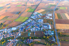 Aerial view of Industrial area Nordring and Im Speyerer Tal with Markthalle 5, Resinnovation GmbH, Kardex Software GmbH, ITK Engineering GmbH and DBK David + Baader GmbH in Rülzheim in the state Rhineland-Palatinate, Germany