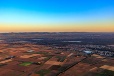 Aerial view of City view from the south in Bellheim in the state Rhineland-Palatinate, Germany