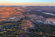 City overview in the morning from the east in Bellheim in the state Rhineland-Palatinate, Germany