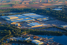 Green Island with Mercedes-Benz Global Logistics Center in Germersheim in the state Rhineland-Palatinate, Germany