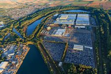 Green Island with Mercedes-Benz Global Logistics Center from the southeast in Germersheim in the state Rhineland-Palatinate, Germany