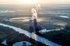 Nuclear power plant in Philippsburg in the state Baden-Wuerttemberg, Germany from above