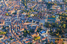 Cathedral Square from the south with the cathedral, Historical Museum of the Palatinate and Maximilianstr in Speyer in the state Rhineland-Palatinate, Germany
