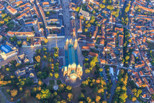 Cathedral Square from the east with the cathedral, Historical Museum of the Palatinate and Maximilianstr in Speyer in the state Rhineland-Palatinate, Germany