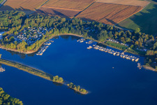 Angehofer Althrhein Reffethal with boat docks of the 1. MBC Speyer and boathouse of the Rudergesellschaft Speyer 1883e.V in Speyer in the state Rhineland-Palatinate, Germany