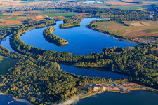 Kollersee with Leberwurst Island in Brühl in the state Rhineland-Palatinate, Germany