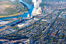 District Rheinau in Mannheim in the state Baden-Wuerttemberg, Germany viewn from the air