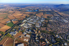 Tiergartenstraße industrial area with METRO GASTRO Heppenheim and Unilever Deutschland GmbH plant Heppenheim (Langnese) in Heppenheim in the state Hesse, Germany