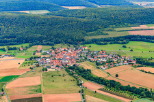 Village view from the northwest in the district Obererthal in Hammelburg in the state Bavaria, Germany