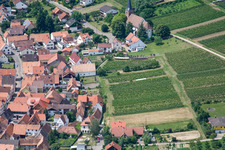 Aerial photograpy of Protestant Church Rechtenbach in the district Rechtenbach in Schweigen-Rechtenbach in the state Rhineland-Palatinate, Germany