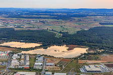 Maintal industrial estate in front of the gravel pits in the district Oberndorf in Schweinfurt in the state Bavaria, Germany