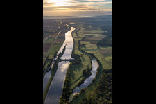 Aerial view of Sluice in the district Ottendorf in Gädheim in the state Bavaria, Germany