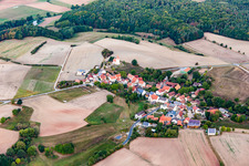 Aerial view of District Großbirkach in Ebrach in the state Bavaria, Germany