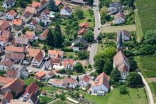 Aerial view of Protest. Church in the district Rechtenbach in Schweigen-Rechtenbach in the state Rhineland-Palatinate, Germany