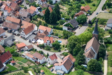 Aerial photograpy of Protest. Church in the district Rechtenbach in Schweigen-Rechtenbach in the state Rhineland-Palatinate, Germany