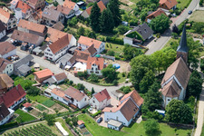 Oblique view of Protest. Church in the district Rechtenbach in Schweigen-Rechtenbach in the state Rhineland-Palatinate, Germany