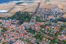 Aerial view of View of the town from the south in Wiesentheid in the state Bavaria, Germany