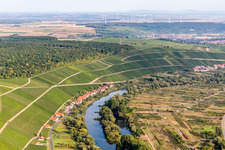 Village on the river bank areas of the Main river in Koehler in the state Bavaria, Germany