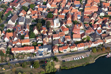 City view on the river bank of the Main river in Obereisenheim in the state Bavaria, Germany