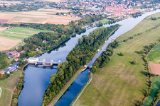 Aerial photograpy of Power plant Wipfeld in the Main in Wipfeld in the state Bavaria, Germany