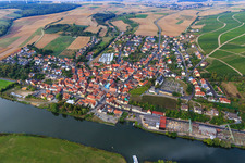 Overview of towns on the Main from the east in Wipfeld in the state Bavaria, Germany