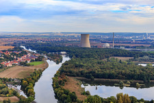 Nuclear power plant from the south in Grafenrheinfeld in the state Bavaria, Germany
