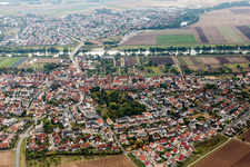 Aerial view of Bergrheinfeld in the state Bavaria, Germany