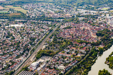Aerial view of District Heidingsfeld in Würzburg in the state Bavaria, Germany