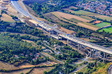 Aerial view of Construction site on the A3 on the valley bridge Heidingsfeld in the district Heidingsfeld in Würzburg in the state Bavaria, Germany