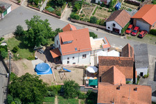 In the parish vineyard in the district Rechtenbach in Schweigen-Rechtenbach in the state Rhineland-Palatinate, Germany seen from above