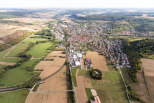 District Lauda in Lauda-Königshofen in the state Baden-Wuerttemberg, Germany from the plane