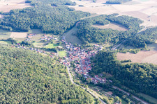 Aerial view of District Kupprichhausen in Boxberg in the state Baden-Wuerttemberg, Germany