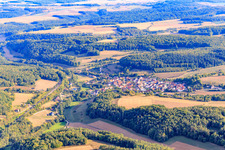 Village view in the Eubigheim valley from the north in the district Uiffingen in Boxberg in the state Baden-Wuerttemberg, Germany