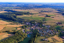 Village view in Tiefenbachtal from the east in the district Tiefenbach in Gundelsheim in the state Baden-Wuerttemberg, Germany