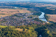 Aerial view of Gundelsheim in the state Baden-Wuerttemberg, Germany