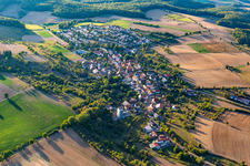 Aerial view of From the west in the district Hasselbach in Sinsheim in the state Baden-Wuerttemberg, Germany