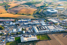 Oblique view of Technology Museum in the district Steinsfurt in Sinsheim in the state Baden-Wuerttemberg, Germany