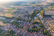 Aerial view of Overview of the town from the east in the district Eichtersheim in Angelbachtal in the state Baden-Wuerttemberg, Germany