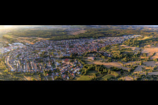 Panorama of the town from the southeast in Östringen in the state Baden-Wuerttemberg, Germany