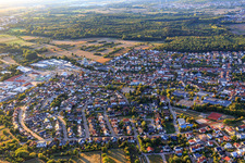 Overview of the town from the southeast in Östringen in the state Baden-Wuerttemberg, Germany