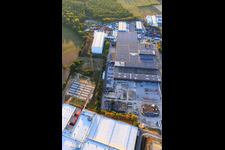 Industrial area Industriestraße with Rothermel warehousing services GmbH logistics center Östringen and Interbran Advanced Materials GmbH in Östringen in the state Baden-Wuerttemberg, Germany