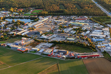 Industrial area on the A5 with Christian Bauer master car repair shop in Forst in the state Baden-Wuerttemberg, Germany