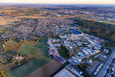 Aerial view of Industrial area on the A5 with RONAL TECHNOLOGIE GmbH in Forst in the state Baden-Wuerttemberg, Germany