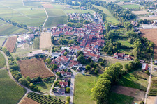 Bird's eye view of District Klingen in Heuchelheim-Klingen in the state Rhineland-Palatinate, Germany