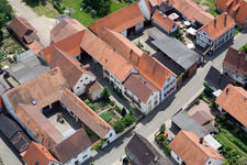 Aerial view of Main street from the northeast in Winden in the state Rhineland-Palatinate, Germany