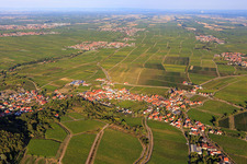 Aerial view of Haardtrand-Annaberg vineyard in Burrweiler in the state Rhineland-Palatinate, Germany